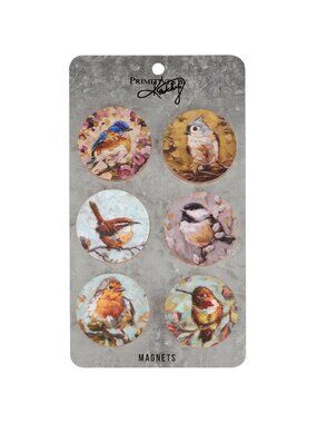 6 Bird Magnet Set Wooden Rustic Spring Magnets Cottage Decor